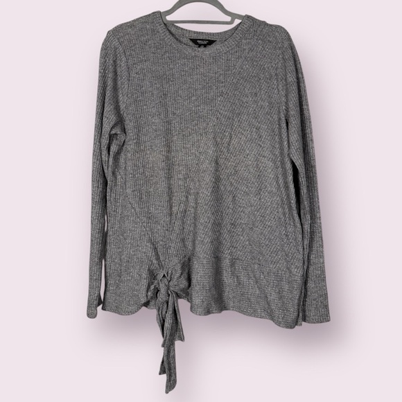 Simply Vera Vera Wang Sweaters - Simply Vera Vera Wang Silver Grey Tie Waist Crewneck Sweater Size XL